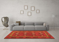 Machine Washable Oriental Orange Traditional Rug, wshcon1649org