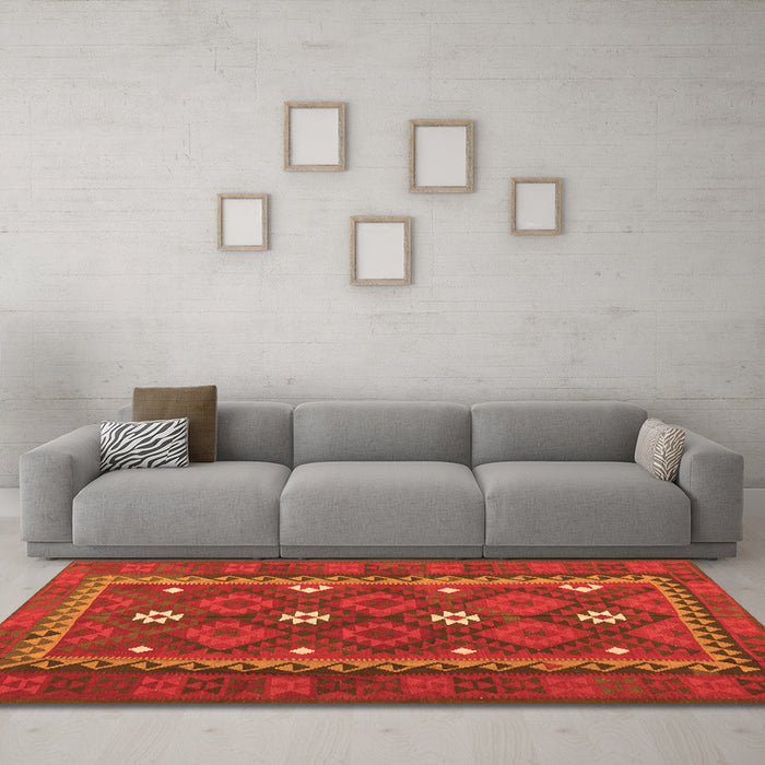 Machine Washable Oriental Orange Traditional Area Rugs in a Living Room, wshcon1649org