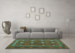 Machine Washable Oriental Turquoise Traditional Area Rugs in a Living Room,, wshcon1649turq