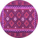 Round Machine Washable Oriental Purple Traditional Area Rugs, wshcon1649pur