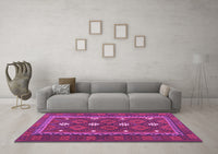 Machine Washable Oriental Purple Traditional Rug, wshcon1649pur