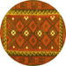 Round Oriental Yellow Traditional Rug, con1649yw