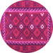 Round Machine Washable Oriental Pink Traditional Rug, wshcon1649pnk