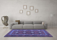 Machine Washable Oriental Blue Traditional Rug, wshcon1649blu