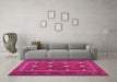 Machine Washable Oriental Pink Traditional Rug in a Living Room, wshcon1649pnk