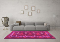 Machine Washable Oriental Pink Traditional Rug, wshcon1649pnk