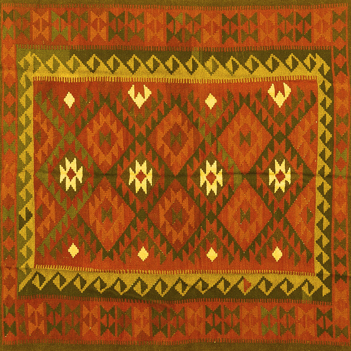 Square Oriental Yellow Traditional Rug, con1649yw