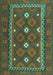 Machine Washable Oriental Turquoise Traditional Area Rugs, wshcon1649turq