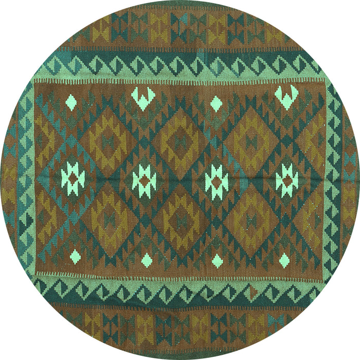 Round Oriental Turquoise Traditional Rug, con1649turq