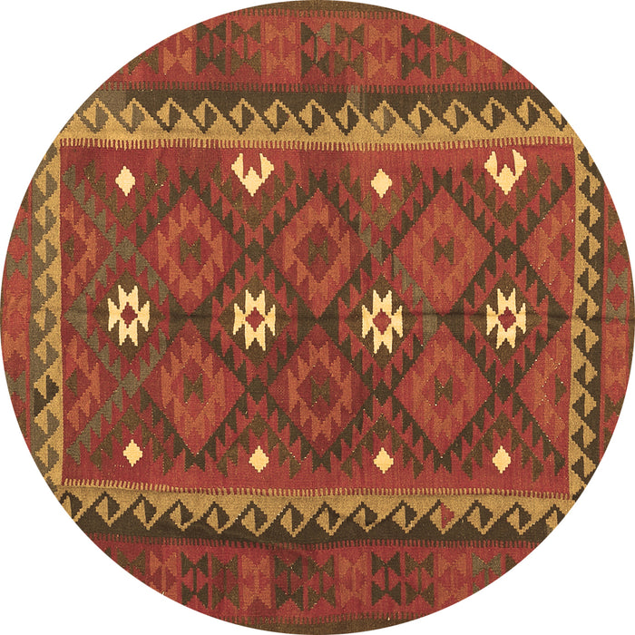 Round Machine Washable Oriental Brown Traditional Rug, wshcon1649brn