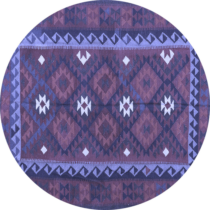 Round Machine Washable Oriental Blue Traditional Rug, wshcon1649blu