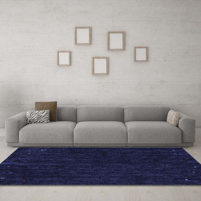 Machine Washable Abstract Blue Contemporary Rug in a Living Room, wshcon164blu
