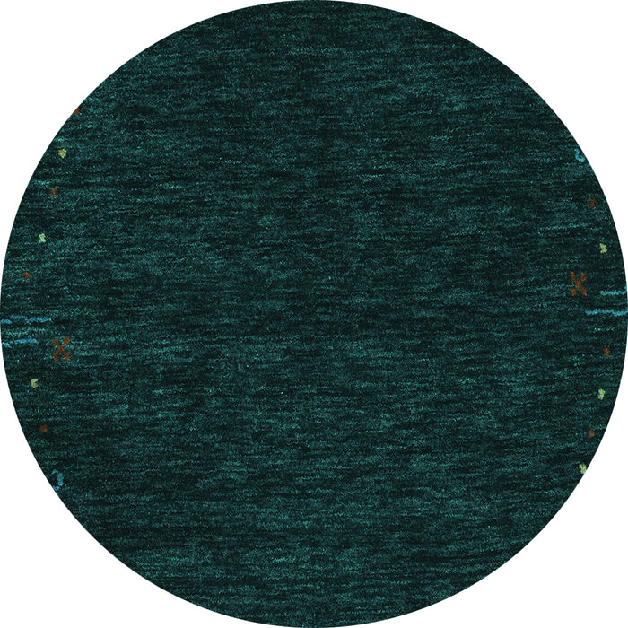 Round Abstract Turquoise Contemporary Rug, con164turq
