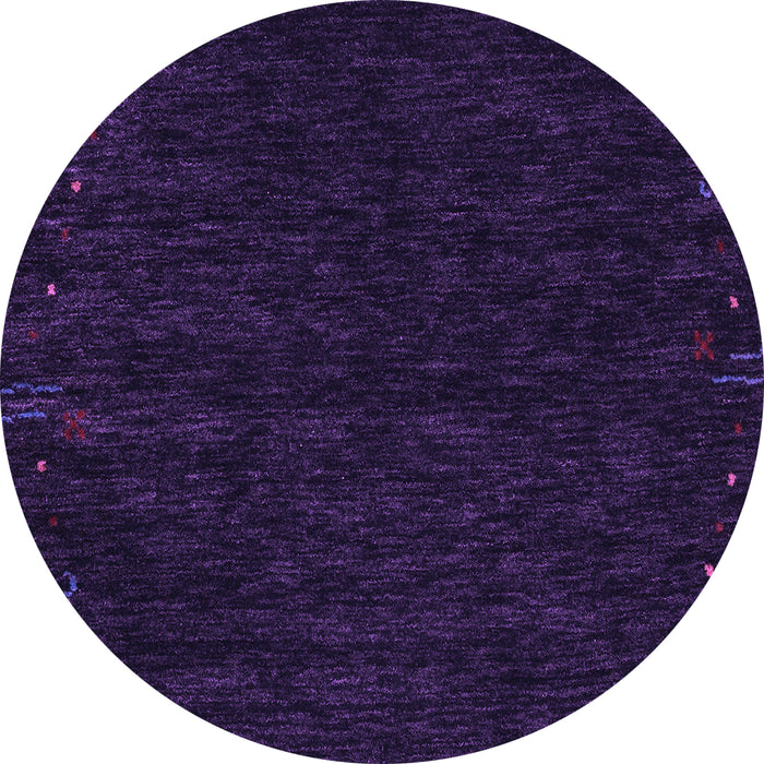 Round Machine Washable Abstract Purple Contemporary Area Rugs, wshcon164pur