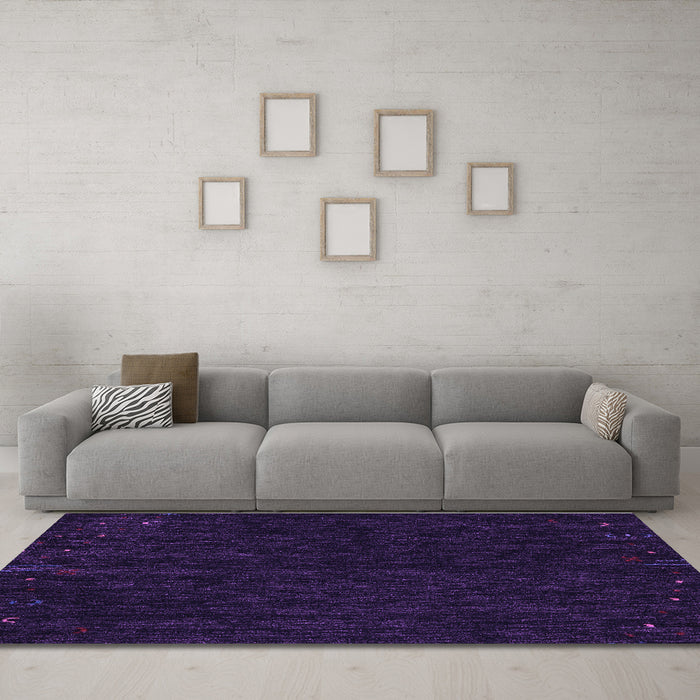 Machine Washable Abstract Purple Contemporary Area Rugs in a Living Room, wshcon164pur