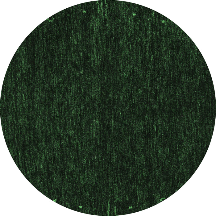 Round Machine Washable Abstract Emerald Green Contemporary Area Rugs, wshcon164emgrn