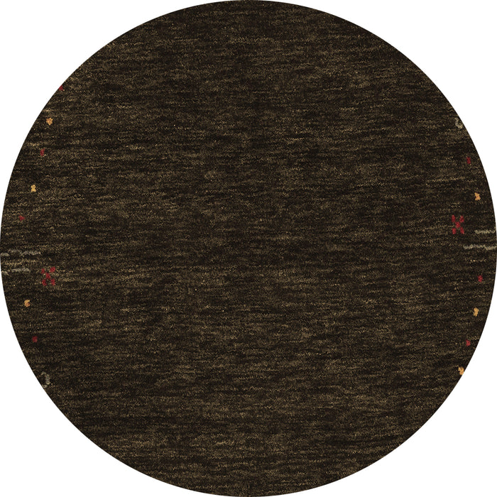 Round Machine Washable Abstract Brown Contemporary Rug, wshcon164brn