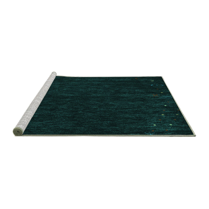 Sideview of Machine Washable Abstract Turquoise Contemporary Area Rugs, wshcon164turq