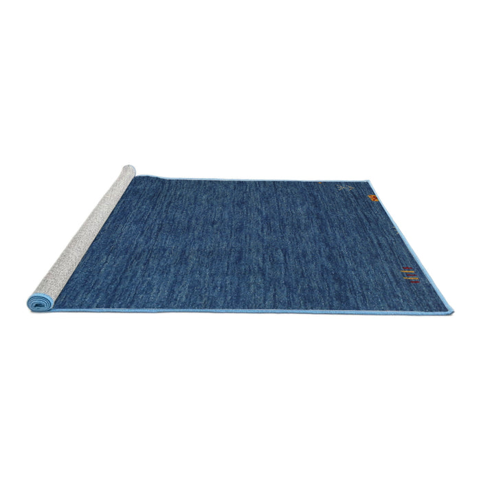 Serging Thickness of Machine Washable Contemporary Blueberry Blue Rug, wshcon165