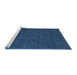 Serging Thickness of Machine Washable Contemporary Blueberry Blue Rug, wshcon165