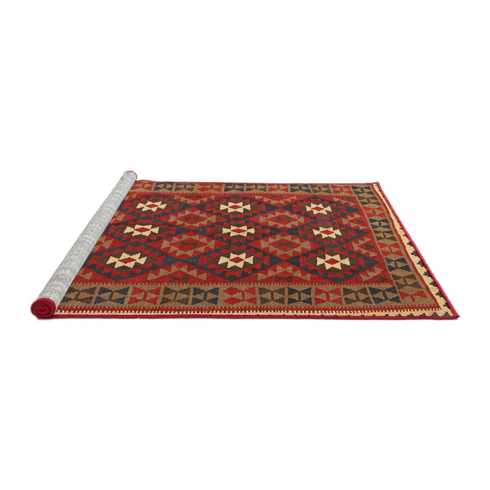 Serging Thickness of Machine Washable Contemporary Red Rug, wshcon1650