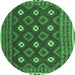 Round Machine Washable Oriental Emerald Green Traditional Area Rugs, wshcon1650emgrn