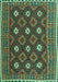 Machine Washable Oriental Turquoise Traditional Area Rugs, wshcon1650turq