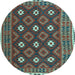 Round Machine Washable Oriental Light Blue Traditional Rug, wshcon1650lblu