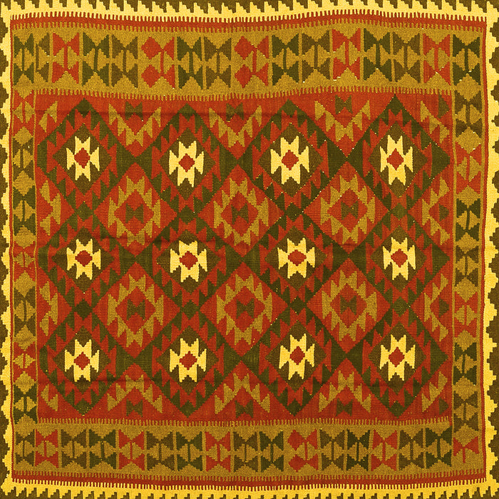 Square Machine Washable Oriental Yellow Traditional Rug, wshcon1650yw