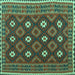 Square Machine Washable Oriental Turquoise Traditional Area Rugs, wshcon1650turq