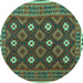 Round Machine Washable Oriental Turquoise Traditional Area Rugs, wshcon1650turq