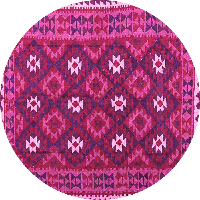 Round Machine Washable Oriental Pink Traditional Rug, wshcon1650pnk