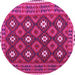 Round Machine Washable Oriental Pink Traditional Rug, wshcon1650pnk