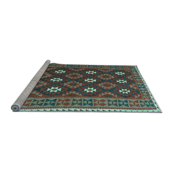 Sideview of Machine Washable Oriental Light Blue Traditional Rug, wshcon1650lblu
