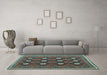 Machine Washable Oriental Light Blue Traditional Rug in a Living Room, wshcon1650lblu