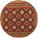 Round Machine Washable Oriental Brown Traditional Rug, wshcon1650brn