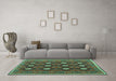 Machine Washable Oriental Turquoise Traditional Area Rugs in a Living Room,, wshcon1650turq