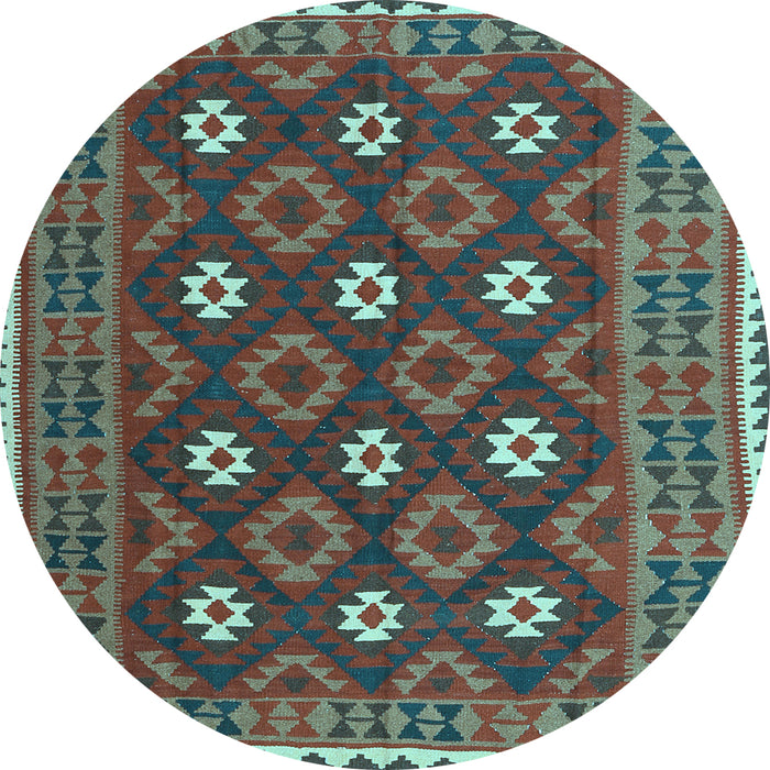 Round Oriental Light Blue Traditional Rug, con1650lblu