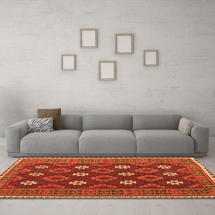 Machine Washable Oriental Orange Traditional Area Rugs in a Living Room, wshcon1650org