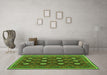 Machine Washable Oriental Green Traditional Area Rugs in a Living Room,, wshcon1650grn