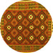 Round Machine Washable Oriental Yellow Traditional Rug, wshcon1650yw