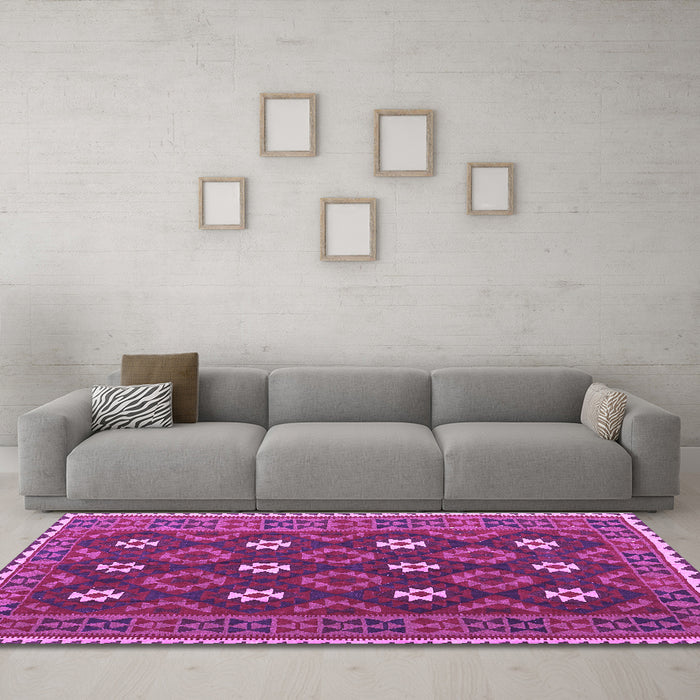 Machine Washable Oriental Purple Traditional Area Rugs in a Living Room, wshcon1650pur