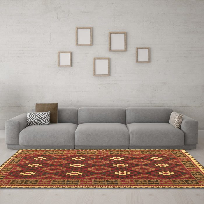 Machine Washable Oriental Brown Traditional Rug in a Living Room,, wshcon1650brn