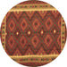 Round Oriental Brown Traditional Rug, con1651brn