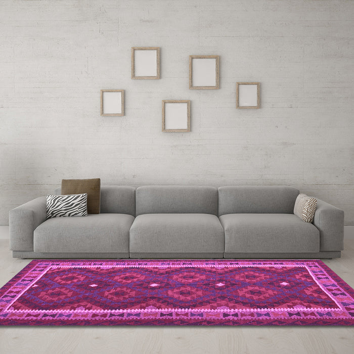 Machine Washable Oriental Purple Traditional Area Rugs in a Living Room, wshcon1651pur