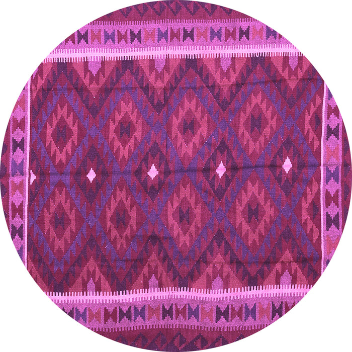 Round Machine Washable Oriental Purple Traditional Area Rugs, wshcon1651pur