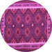 Round Machine Washable Oriental Purple Traditional Area Rugs, wshcon1651pur