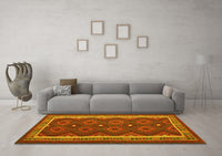 Machine Washable Oriental Yellow Traditional Rug, wshcon1651yw