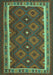 Machine Washable Oriental Turquoise Traditional Area Rugs, wshcon1651turq