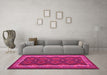 Machine Washable Oriental Pink Traditional Rug in a Living Room, wshcon1651pnk